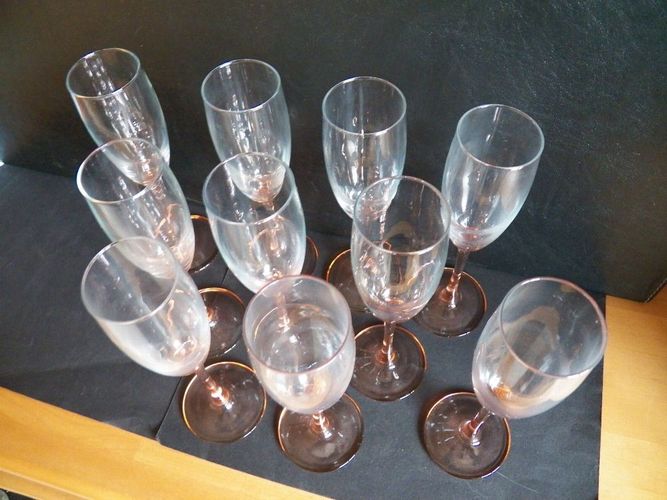 10 Glaser Glas Sektglas Sektstange Mit Rosa Fuss Und Stiel Kaufen Bei Hood De