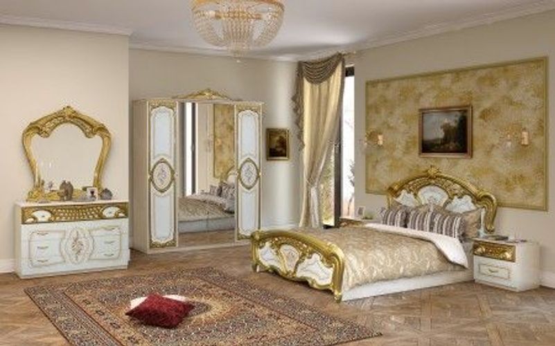 Schlafzimmer Rozza in weiß gold klassisch 160x200 cm Barock kaufen bei