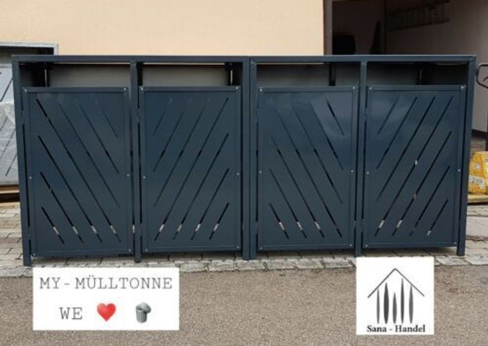 Mulltonnenbox 4 Mulltonnen 240 Lit 4er Mulltonnenhaus Grau