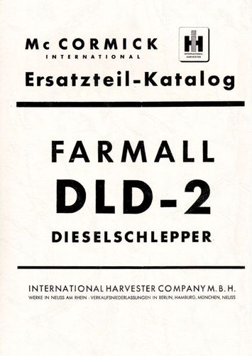 Mc Cormick Ersatzteilliste für Farmall DLD-2 .