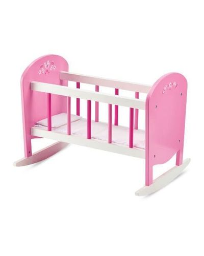 Puppenbett Puppenwiege Aus Holz Rosa Weiss Kissen Matratze Puppenmobel Zubehor Kaufen Bei Hood De