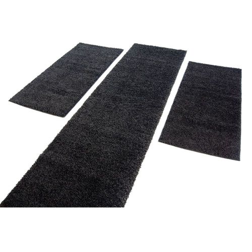 Teppich Hochflor Shaggy Bettumrandung Einfarbig Schwarz Schlafzimmer Kaufen Bei Hood De