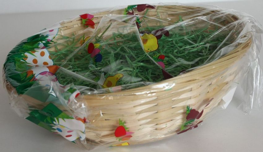 Oster-Bambuskorb 19cm, gefüllt mit Gras Osterkorb Ostern Korb kaufen
