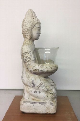 Buddha Mit Windlicht 37cm Shabby Beton Teelicht Monch Feng Shui Deko Skulptur Kaufen Bei Hood De