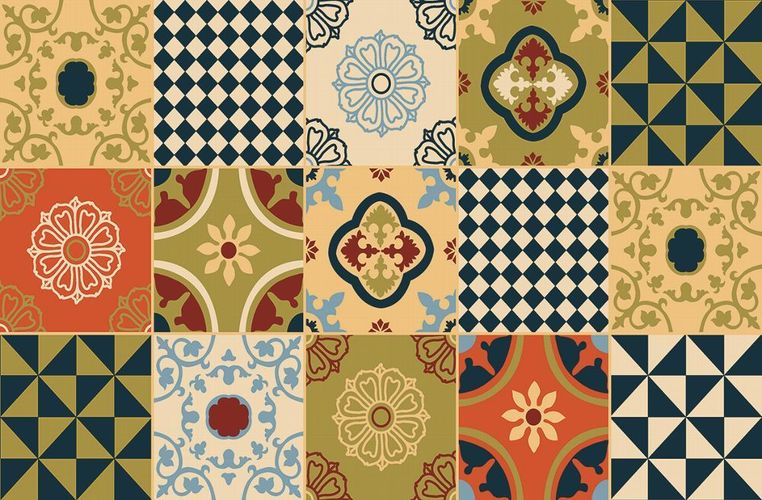 Motiv Fußmatte Kacheln gelb bunt Sauberlaufmatte Schmutzmatte Türmatte