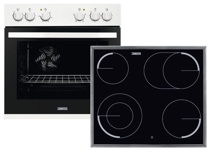 Einbauherd Zanussi 60cm weiß Set Backofen Heißluft ...