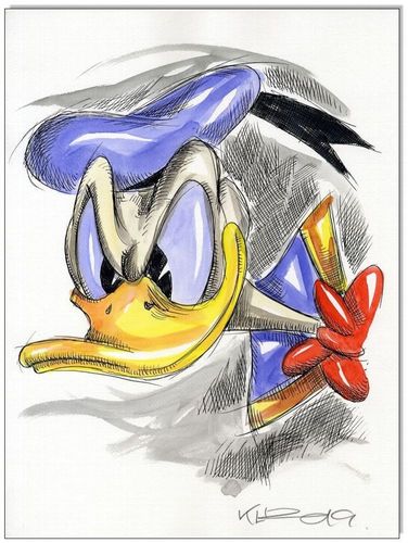 Donald Duck Faces I Original Feder Und Aquarell Auf Aquarellkarton 24x32 Cm Zeichnungen Bilder Kunstwerke Empecemos Org