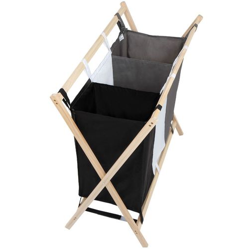 Jago® Wäschesortierer 3 Fächer Holz Wäschekorb Wäschebox Wäschesammler