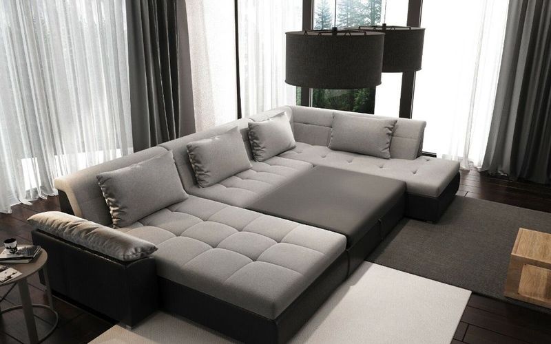 LIMO U Form mit Schlaffunktion Couchgarnitur Couch Polster ...