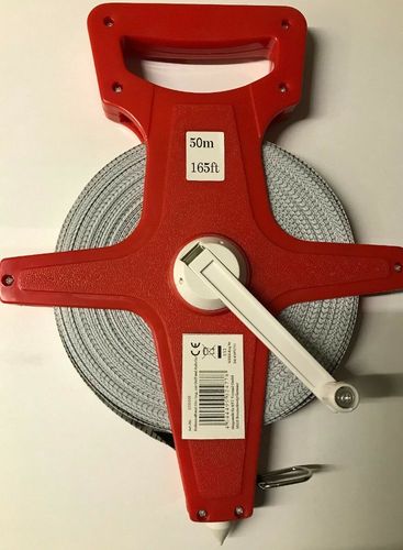 Rollbandmaß 50m mit Griff Aufroller Maßband Bandmaß Rollmeter Band Messen 50 m