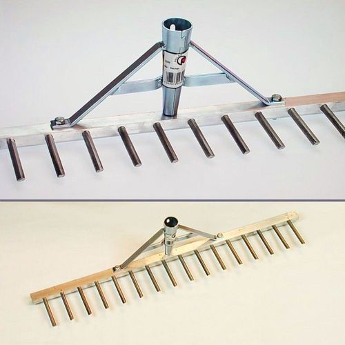 Polar Aluminium-Rechen Rasenrechen Bauern-Harke 60 cm 16 Zinken mit 150 cm Stiel