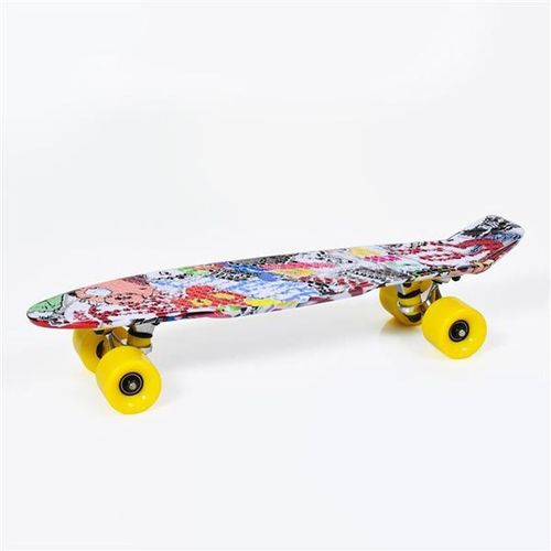 Kicktail Deck bunt Kinder Skateboard Topic 22" ABEC 7 Lager 80A PU Rollen 