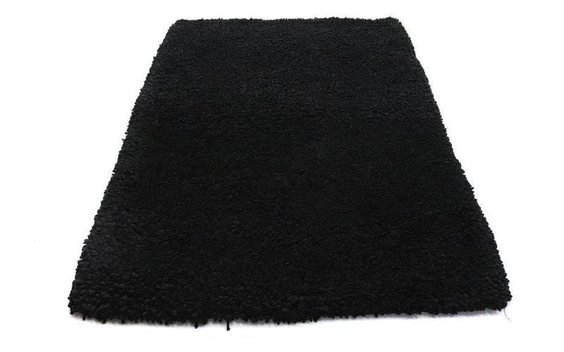 Morgenland Shaggy Hochflor Teppich Schwarz Handgewebt Schurwolle