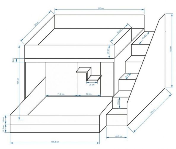 Hochbett Etagenbett Doppelstockbett mit Treppe PARIS6 hochglanz weiß
