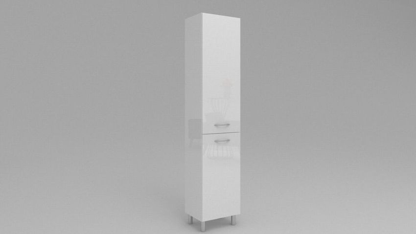 Badezimmerschrank SW25 188x30,40,50 cm Weiß Hochglanz kaufen bei Hood.de