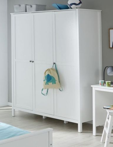 Kleiderschrank weiß Kinder Baby Schrank 3-trg. 140 cm XXL-Schrank