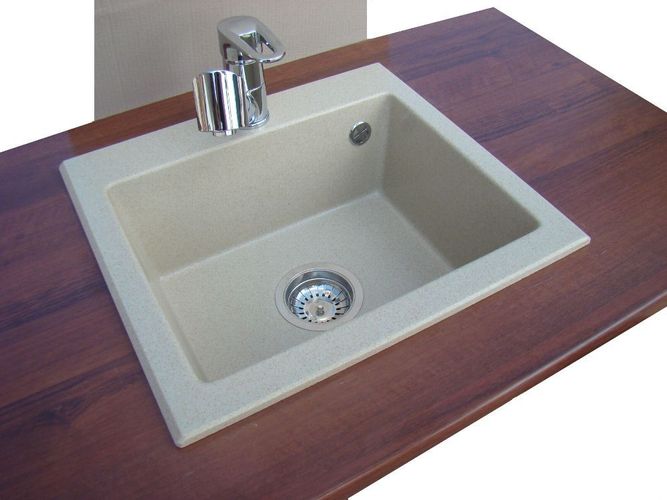 Lotos Granitspüle, 1-Becken, Siphon, Spülbecken, Küchenspüle, Spüle