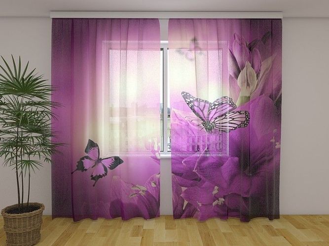 Fotogardine bunte Schmetterlinge Motiv Vorhang Gardine mit Fotodruck auf Maß