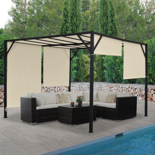 Pergola Baia, Pavillon Terrassenüberdachung, stabiles 6cm-Stahl-Gestell