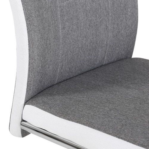 4er Set Esszimmerstuhl Schwingstuhl ALBA Stoffbezug grau-weiß kaufen