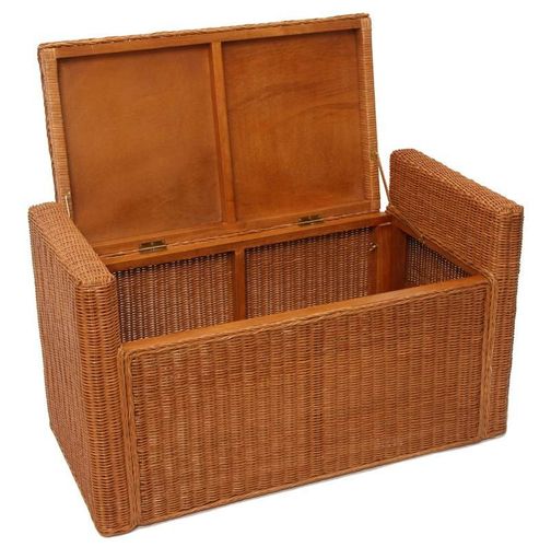 Sitzbank Sitzhocker M92 Rattan mit Stauraum und Kissen 88cm Sitzbank Sitzhocker M92 Rattan mit Stauraum und Kissen 88cm