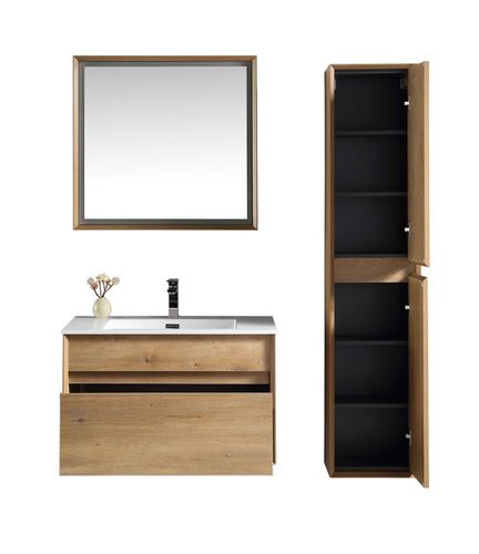 Badezimmer Badmobel Set Johnson 80cm Braun Unterschrank Schrank Waschbecken Led Spi Kaufen Bei Hood De