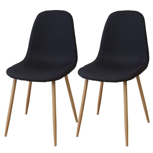 Esszimmerstühle FANO Schwarz 4er Set Retro Küchen-Stuhl Design Stühle Stoff