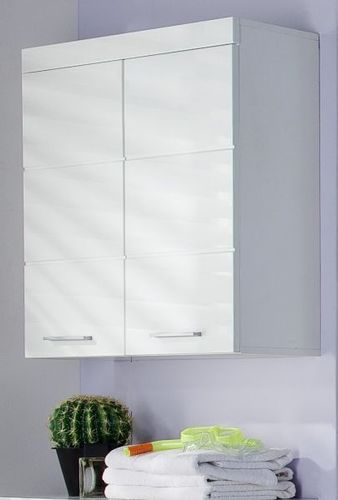 Bad Hängeschrank Schrank weiß Hochglanz Badezimmer Hänger 2 Türen 80 cm