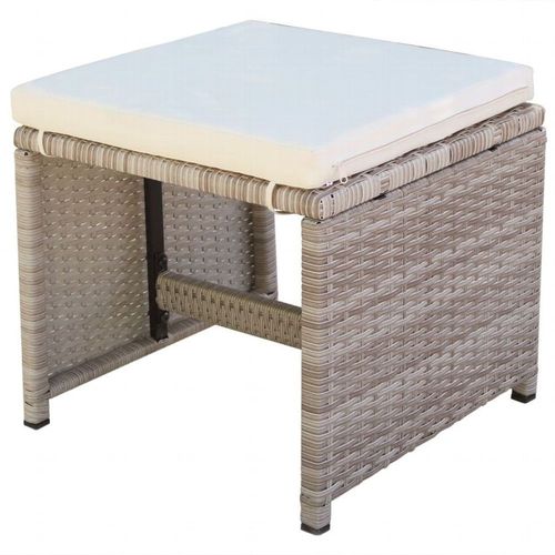 Garten-Essgruppe mit Auflagen Poly Rattan Beige ...