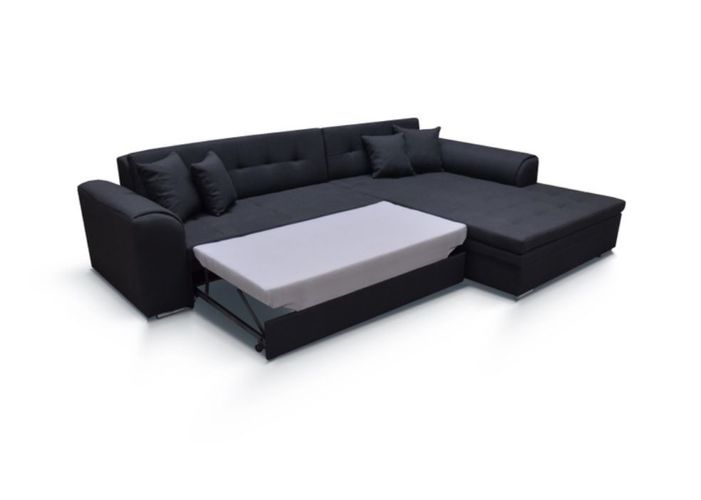 Sofa Couch Eckcouch XL mit Schlaffunktion grau schwarz / Sofort