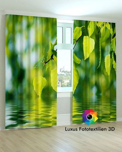 Fotogardinen "Blätter" Vorhang 3D Fotodruck Maßanfertigung Fotovorhang