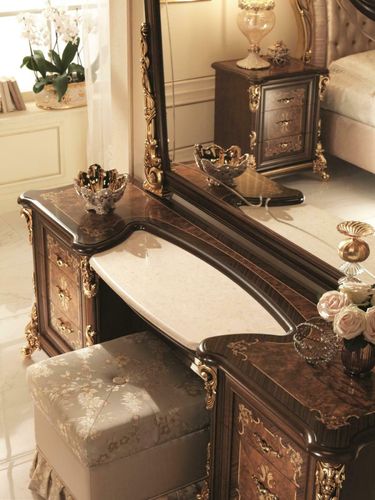 Schminktisch Tisch Schlafzimmer Hocker Spiegel Jugend Antik Stil