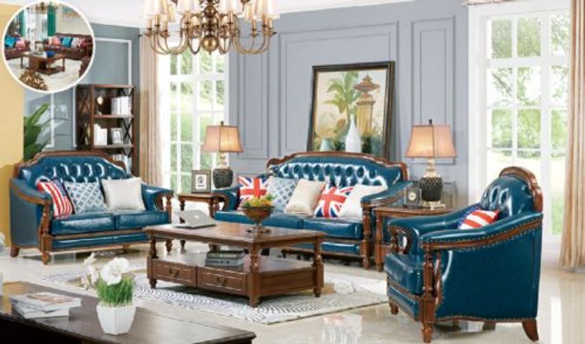 Klassische Echtes Holz Antik Stil Leder Sofa Couch Polster Sitz