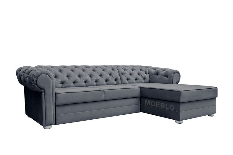 Chesterfield Ecksofa Mit Schlaffunktion Stoff Samt Glamour Dunkelgrau Avia Kaufen Bei Hood De