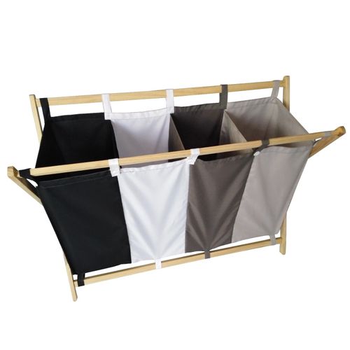 Jago® Wäschesortierer 4 Fächer Holz Wäschekorb Wäschebox Wäschesammler