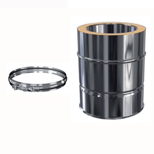 Edelstahl Schornstein Längenelement doppelwandig DW 80 -200 mm Rohr