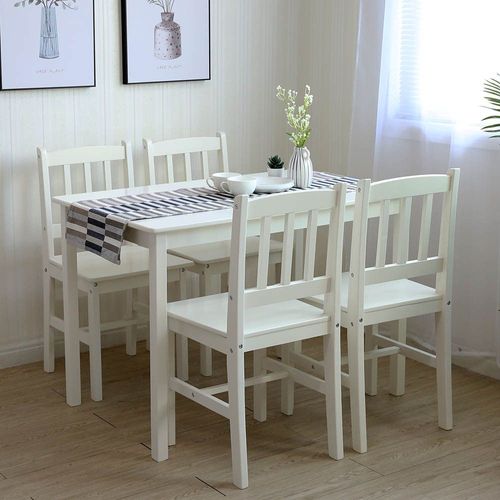 Essgruppe mit 1 Tisch 4 Stühle, Holz Tischgruppe Esstischset Sitzgruppe Esstischgruppe Esszimmergarnitur für 4 Personen, Esszimmergruppe für Küche Essgruppe mit 1 Tisch 4 Stühle, Holz Tischgruppe Esstischset Sitzgruppe Esstischgruppe Esszimmergarnitur für 4 Personen, Esszimmergruppe für Küche