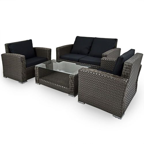 Deuba Poly Rattan Lounge Set Aluminium Auflagen Kissen Sitzgruppe Gartenmobel Grau Kaufen Bei Hood De