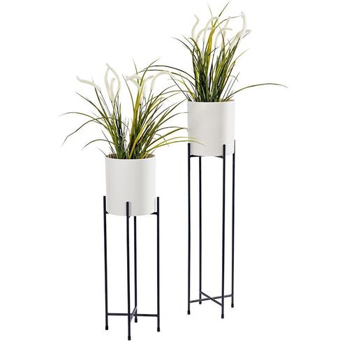 Blumentopfgestell 2er Set inkl. Töpfe Farbe weiß Blumentopf