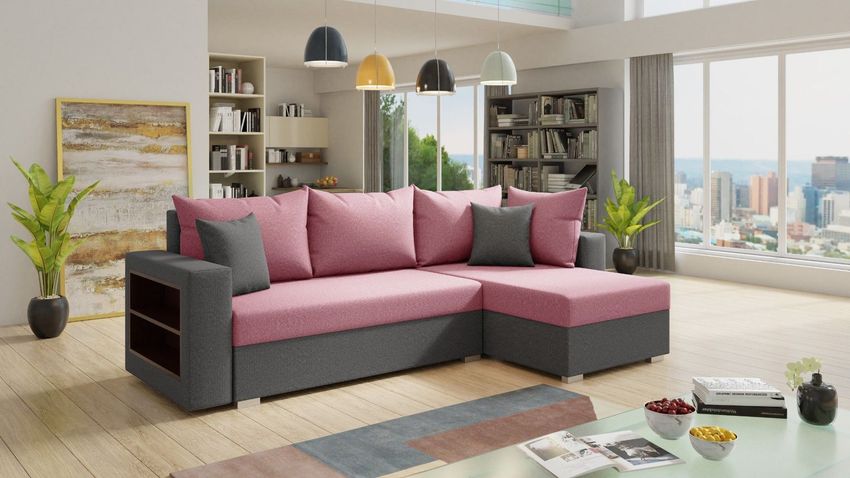 Ecksofa Lord mit praktischen Regal - Sofa mit Bettkasten