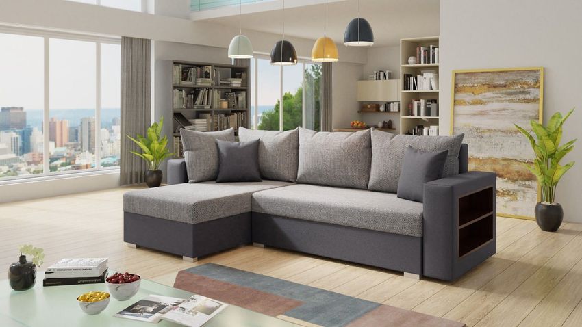 Ecksofa Lord mit praktischen Regal - Sofa mit Bettkasten