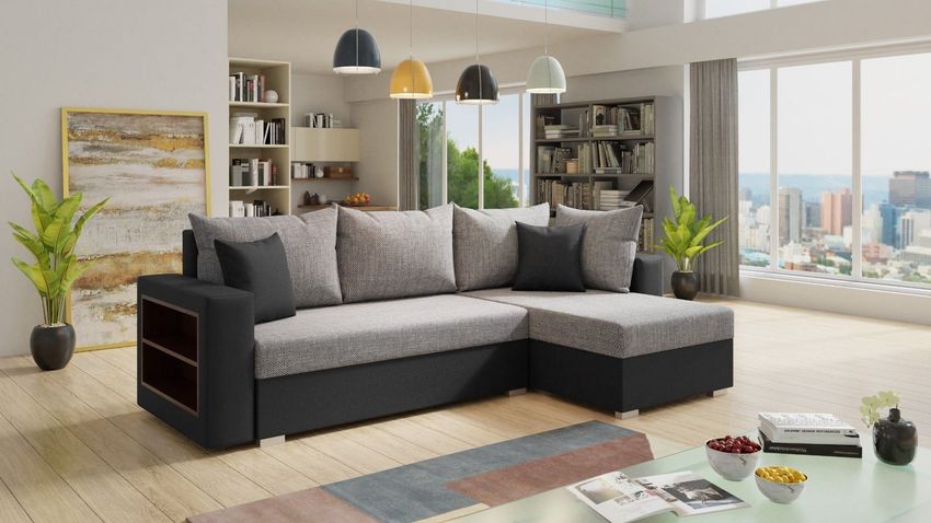 Ecksofa Lord mit praktischen Regal - Sofa mit Bettkasten