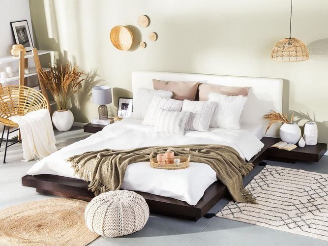 Designer Bett Japan Stil japanisches Futonbett flach Nougat mit