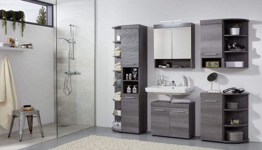 Badschrank Bad Hängeschrank grau Sardegna Badezimmer