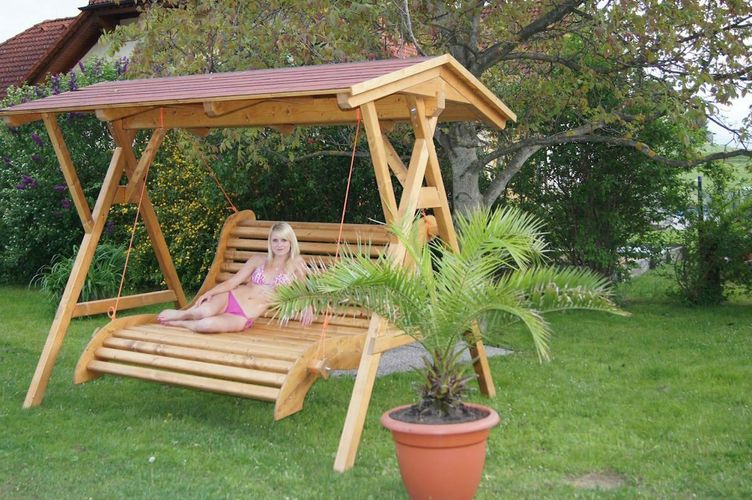 XXL Luxus Premium Hollywoodschaukel Holz Massivholz Gartenmöbel