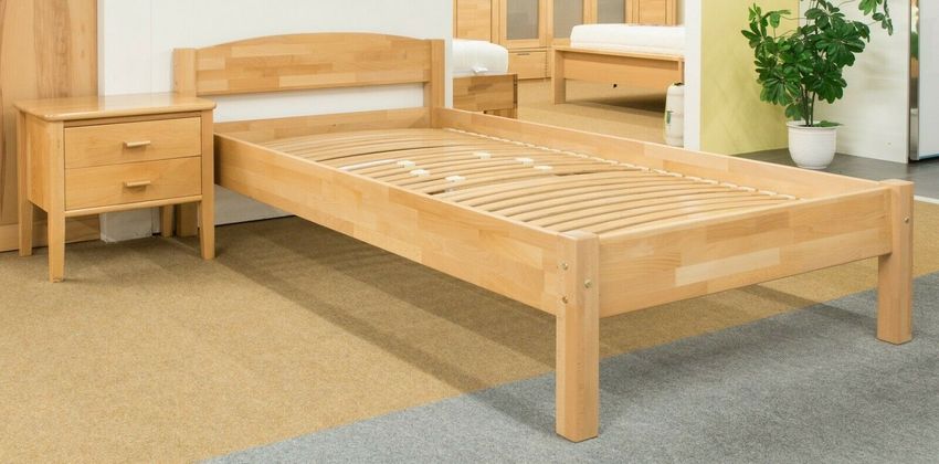 Holzbett 180x200 cm Buche natur massivholz Ehebett Doppelbett