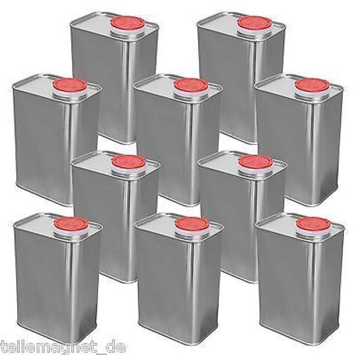 10 Kanister 1 Liter eckig Metallkanister, Blechkanister, Weißblech