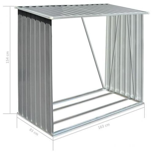 Brennholzlager Verzinkter Stahl 163 x 83 x 154 cm Grau kaufen bei Hood.de