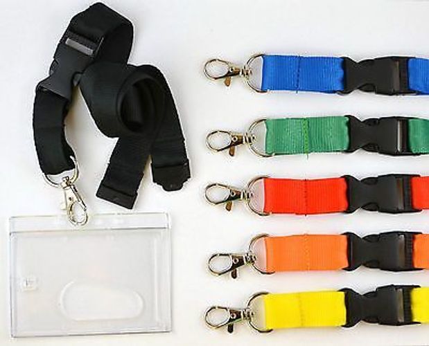 10x Schlüsselband mit Ausweishülle schwarz EC Kartenhalter Lanyard Ausweishalter