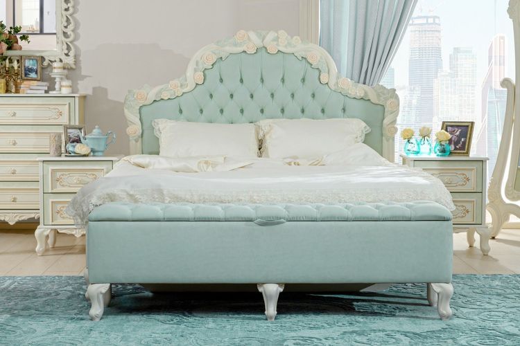 Klassisches Schlafzimmer Lia beige-türkis italienisch Barock NEU edel